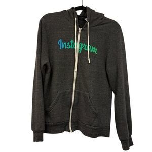 Instagram Hoodie Alternative Size Large Full Zip Grey Lightweight Soft Stretch